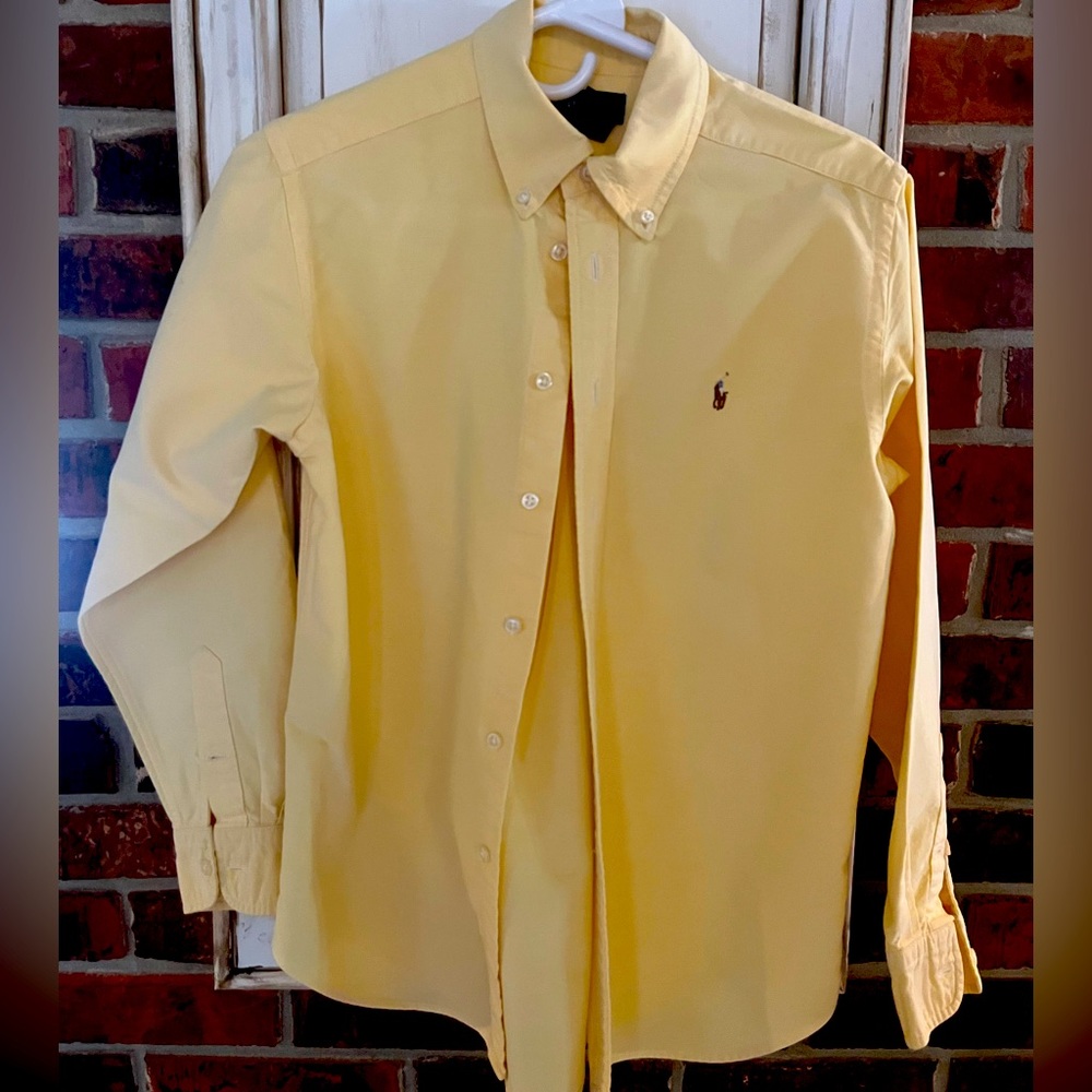 Ralph Lauren yellow Oxford long sleeve button up boys size 14 EUC